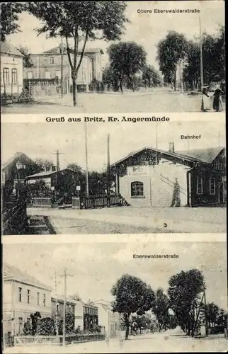 Ak Britz bei Eberswalde Brandenburg, Obere Eberswalder Straße, Bahnhof, Eberswalder Straße