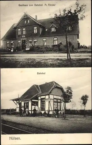 Ak Hülsen Dörverden in Niedersachsen, Bahnhof, Gasthof zum Bahnhof
