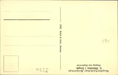 Ak Kupferhammer Grünthal Olbernhau im Erzgebirge Sachsen, Sächs. Kupfer u. Messingwerke F. A. Lange