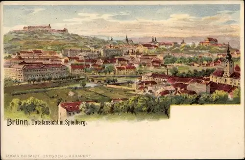 Litho Brno Brünn Südmähren, Panorama, Spielberg