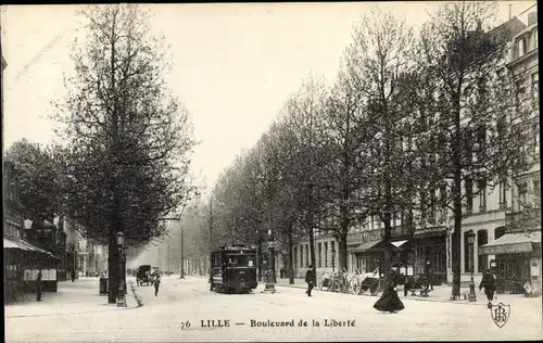 Ak Lille Nord, Boulevard de la Liberté, Straßenbahn