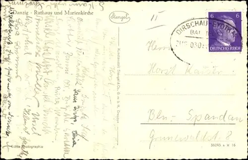 Ak Gdańsk Danzig, Rathaus und Marienkirche