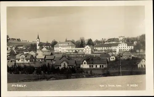 Ak Pyšely Pischel Mittelböhmen, Blick auf den Ort