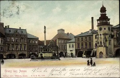 Ak Hostinné Arnau Region Königgrätz, Platz, Denkmal