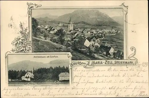 Ak Mariazell Steiermark, Gesamtansicht, Herrenhaus am Erlafsee