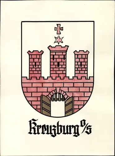 Handgemalt Wappen Ak Kluczbork Kreuzburg Oberschlesien, Tor, Türme, Stern, Kreuz