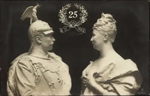 Ak Kaiser Wilhelm II., Kaiserin Auguste Viktoria, 25. Jubiläum 1906