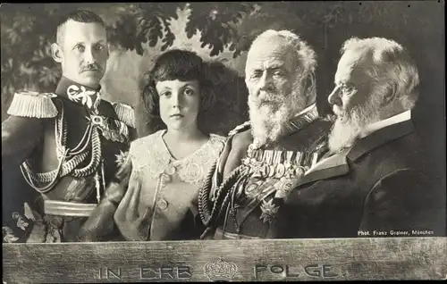 AK In Erbfolge, Prinzregent Luitpold von Bayern, Portrait mit Nachkommen, Ludwig III., Rupprecht