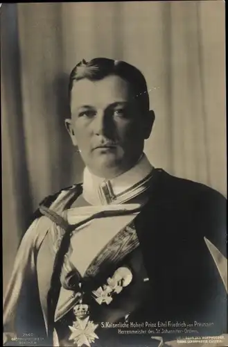 Ak Prinz Eitel Friedrich von Preußen, Portrait, Uniform, Orden, Herrenmeister des Johanniterordens