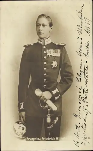 Ak Kronprinz Wilhelm von Preußen, Portrait in Uniform, Orden