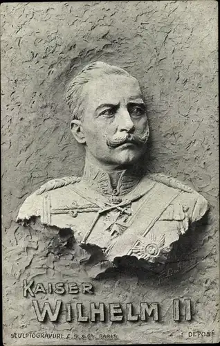 Künstler Ak Kaiser Wilhelm II., Sculptogravure