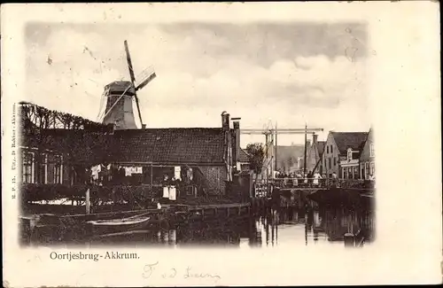 Ak Akkumulation Friesland Niederlande, Oortjesbrug, Mill