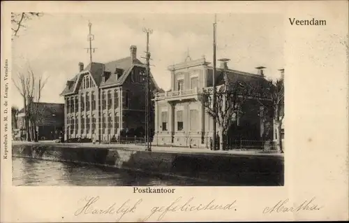 Ak Veendam Groningen Niederlande, Postamt