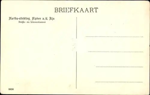 Ak Alphen aan den Rijn Südholland, Martha Foundation, Bügel- und Wäscheraum