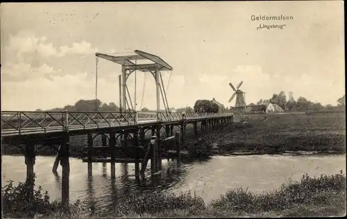 Ak Geldermalsen Gelderland, Lingebrug, Mill