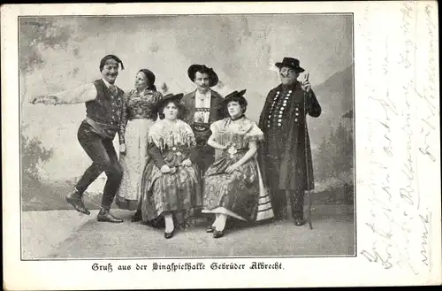 Ak Singspielhalle Gebrüder Albrecht, Musiker, Gruppenbild, Tracht