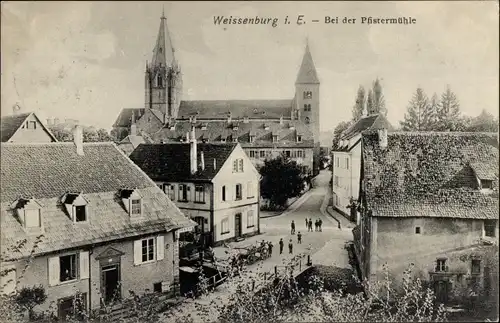 Ak Wissembourg Weißenburg Elsass Bas Rhin, Pfistermühle, Kirche