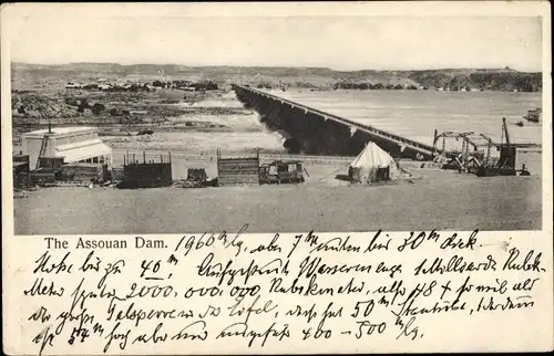 Ak Assouan Assuan Ägypten, Der Assouan-Staudamm