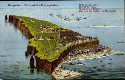 Ak Helgoland in Schleswig Holstein, Totalansicht, Kriegshafen