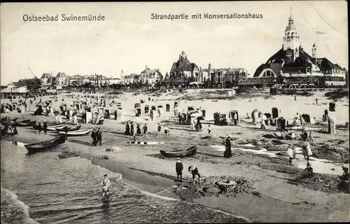 Ak Świnoujście Swinemünde Pommern, Strandpartie, Konversationshaus