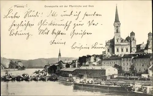 Ak Passau in Niederbayern, Donau, Pfarrkirche, Dom