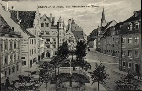 Ak Kempten im Allgäu Schwaben, Rathausplatz