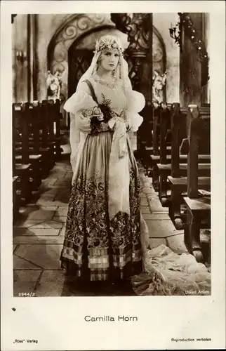 Ak Schauspielerin Camilla Horn, Portrait im Hochzeitskleid, Kirche, Ross Verlag 3944/2