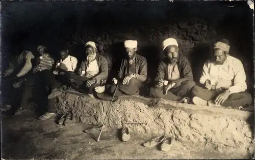 Foto Ak Maghreb, Araber, Menschengruppe, Männer, Gehstock