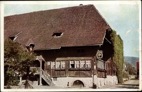 Ak Schwarzwald, Schwarzwaldgasthaus, Treppen, Bäume