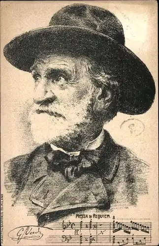 Lied Ak Giuseppe Verdi, Komponist, Portrait, Hut