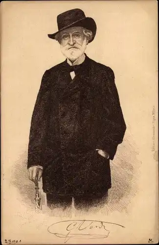 Künstler Ak Giuseppe Verdi, Komponist, Portrait, Hut