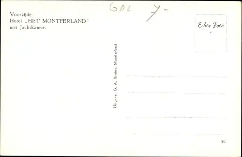 Ak Montferland Gelderland Niederlande, Hotel Het Montferland, Jachtkamer