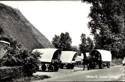 Ak Orvelte Midden Drenthe Niederlande, Huifkar toerisme, Planwagen, Kutschen