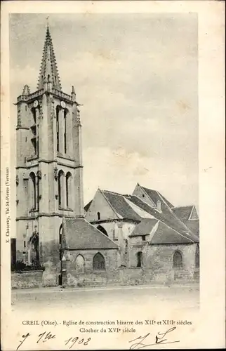 Ak Creil-Oise, Kirche, Glockenturm