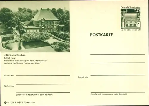 Ganzsachen Ak Horst Gelsenkirchen im Ruhrgebiet, Schloss Horst, Steinernen Schatz