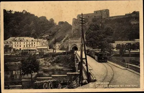 Ak Bouillon Ardennes, Pont de France, Burg, Bahn