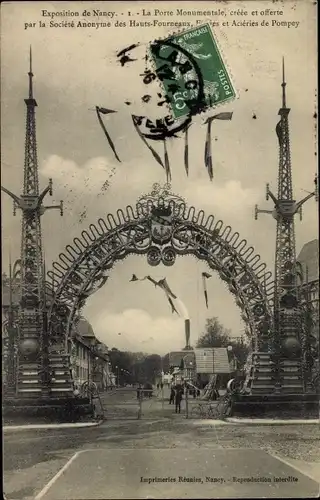 Ak Nancy Meurthe et Moselle, Exposition de Nancy, La Porte Monumentale
