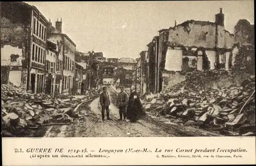 Ak Longuyon Meurthe et Moselle, Rue Carnot, während der Besetzung