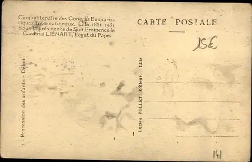 Ak Lille Nord, Fünfzigster Jahrestag der Internationalen Eucharistischen Kongresse 1881-1931