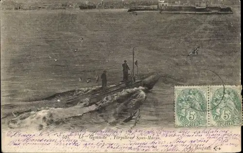 Ak Französisches Kriegsschiff, U-Boot Gymnote, Französische Marine