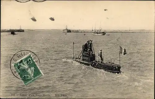 Ak Französisches Kriegsschiff, U-Boot, Französische Marine