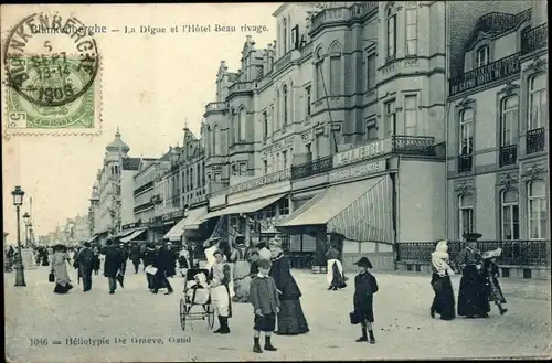 Ak Blankenberghe Westflandern Belgien, La Digue und das Hotel Beau Rivage