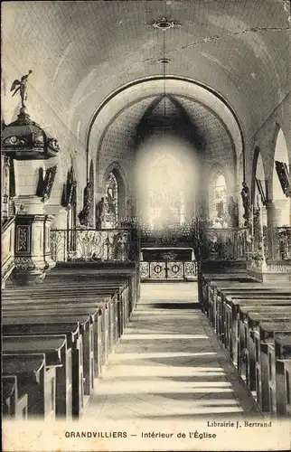 Ak Grandvilliers Oise, Innenraum der Kirche