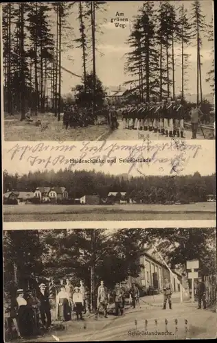 Ak Chemnitz in Sachsen, Regiment am grünen Weg, Haideschänke und Schießstände, Wache