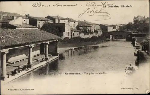 Postkarte Gondreville Meurthe et Moselle, Blick von der Mühle