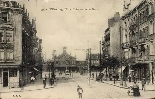 Ak Dünkirchen Dünkirchen Nord, Avenue de la Gare