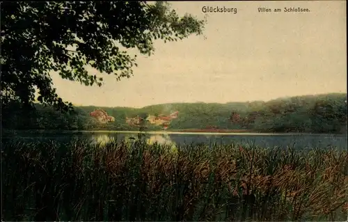 Ak Glücksburg an der Ostsee, Villen, Schloßsee