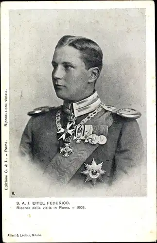 Ak Prinz Eitel Friedrich Hohenzollern, Portrait in Uniform