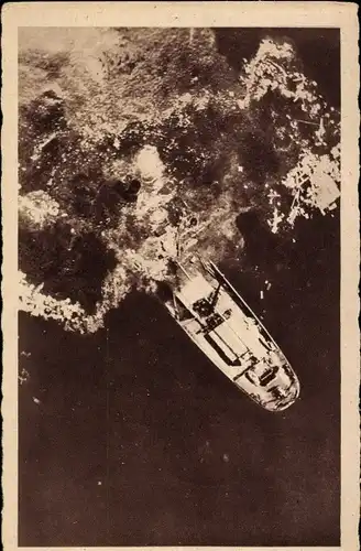 Ak Italienisches Kriegsschiff, Italienische Marine, Luftaufnahme