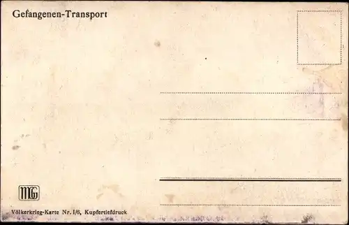 Künstler Ak Hoffmann, A., Gefangenen-Transport, Deutsche Soldaten in Uniformen, I. WK